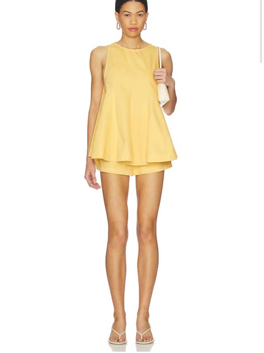 Free People Cassius Yellow Denim Sleeveless Mini Dress and shorts